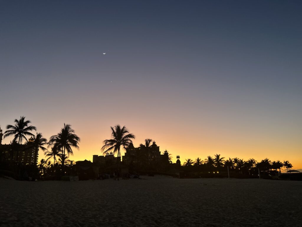 Sunset at the beach on Paradise Island